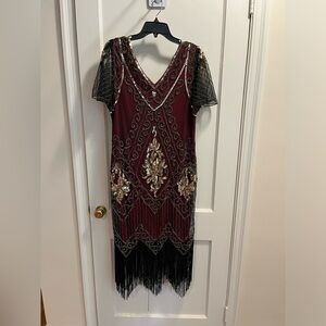 Maroon flapper dress